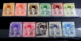 EGYPT 1937  , Complete SET OF King Farouk (young Portrait) Stamps , VF - Gebruikt