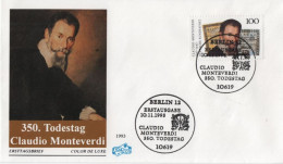 Germany Deutschland 1993 FDC Claudio Monteverdi, Composer, Choirmaster, String Player, Music Musik Komponist, Berlin - 1991-2000