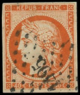 O FRANCE - Poste - 5b, Oblitération Grille, Signé Brun: 40c. Orange Foncé - 1849-1850 Ceres