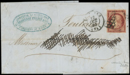 LET FRANCE - Poste - 6B, Sur Lettre Du 12/10/50 (marge Touchée En Bas), Signé Scheller: 1f. Carmin-brun - 1849-1876: Période Classique