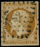 O FRANCE - Poste - 9, Oblitéré "DS2", Signé Roumet: 10c. Bistre-jaune - 1852 Louis-Napoléon