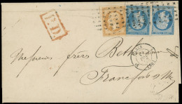 LET FRANCE - Poste - 13A, Type I, Défectueux + 14A, 2ex Dont 1 Défectueux, Obl Roulette De Gros Points Sur Lettre, Cad P - 1849-1876: Klassieke Periode