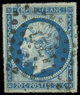 O FRANCE - Poste - 14Ba, Oblitéré PC 1727, Signé Scheller: 20c. Bleu Sur Vert - 1853-1860 Napoleone III