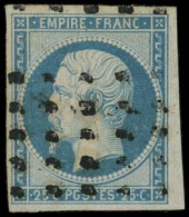 O FRANCE - Poste - 15, Obl Gros Points: 25c. Bleu - 1853-1860 Napoléon III