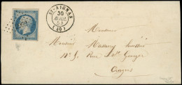 LET FRANCE - Poste - 15, Obl PC 2962 Sur Enveloppe, Cad T15 St Aignan 30/4/54, Signé Calves: 25c. Bleu - 1849-1876: Période Classique