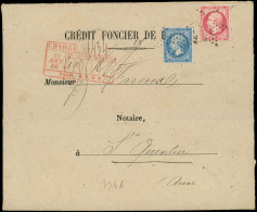 LET FRANCE - Poste - 22 Et 24 Obl étoile Sur Enveloppe "chargé" Descriptif Au Recto 23/8/66 - 1849-1876: Periodo Clásico