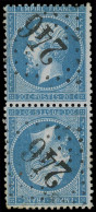 O FRANCE - Poste - 22b, Tête-bêche Verticale, Obl GC 246, Certificat Bühler: 20c. Bleu - 1862 Napoleon III