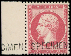 ** FRANCE - Poste - 24d, Surchargé Spécimen, Bdf Très Frais, Signé Brun: 80c. Rose - 1862 Napoléon III