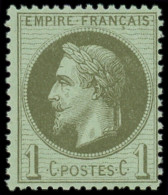 ** FRANCE - Poste - 25, Signé Calves: 1c. Vert-bronze - 1863-1870 Napoléon III Con Laureles