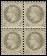 ** FRANCE - Poste - 27A, Bloc De 4, Très Bon Centrage, Certificat Mayer (1 Ex.  Point D'origine Dans La Gomme) - 1863-1870 Napoleon III With Laurels