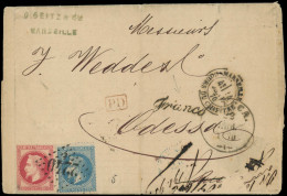 LET FRANCE - Poste - 29B, Type II + 32 Sur Lettre Obl GC 2240, Cad Marseille 24/1/70, Arrivée Odessa 22/1, (calendrier J - 1849-1876: Période Classique