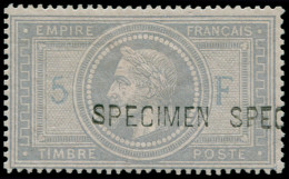 * FRANCE - Poste - 33h, Surcharge "spécimen" Noire, Superbe, Certificat Photo: 5f. Empire - 1863-1870 Napoléon III Lauré