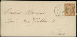 LET FRANCE - Poste - 36a, Obl étoile 15 Sur Lettre, Cad Paris Rue Bonaparte 1()/11/7(0):10c. Bistre-brun - 1849-1876: Klassik