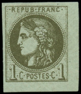 ** FRANCE - Poste - 39Ac, Report 1,  2ème état, Très Belles Marges (légères Taches Rouges Au Dos): 1c. Olive - 1870 Emisión De Bordeaux