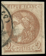 O FRANCE - Poste - 40Bg, Belles Marges, Signé Scheller: 2c. Chocolat - 1870 Uitgave Van Bordeaux