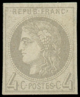 * FRANCE - Poste - 41A, Report 1, Belles Marges, Signé Brun Et Roumet: 4c. Gris - 1870 Emisión De Bordeaux