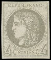 ** FRANCE - Poste - 41B, Report 2, Signé Scheller: 4c. Gris - 1870 Bordeaux Printing