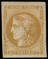 * FRANCE - Poste - 43A, Report 1, Bel Exemplaire, Signé + Certificat Calves: 10c. Bistre - 1870 Bordeaux Printing