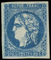 * FRANCE - Poste - 46B, Faux De Marseille, 20c. Bleu - 1870 Emisión De Bordeaux