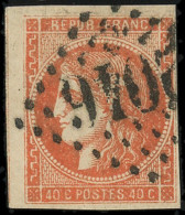 O FRANCE - Poste - 48d, Signé Calves: 40c. Rouge-sang Clair - 1870 Emission De Bordeaux