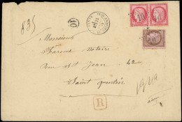 LET FRANCE - Poste - 57 En Paire + 58, Obl étoile 10 Sur Grande Enveloppe Recommandée, Cad Paris Rue Du Cherche Midi 22/ - 1849-1876: Klassieke Periode