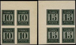 ESS FRANCE - Poste - Essai De L'Imprimerie Nationale, 10c. + 15c, 2 Blocs De 4, Cdf (Spink) - 1871-1875 Ceres