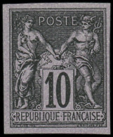 (*) FRANCE - Poste - 89d, Non Dentelé, Granet, Signé: 10c. Noir Sur Lilas - 1876-1898 Sage (Type II)