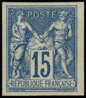 * FRANCE - Poste - 90d, Non Dentelé, Granet: 15c. Bleu - 1876-1898 Sage (Tipo II)