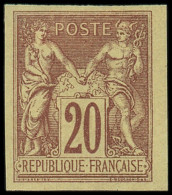 * FRANCE - Poste - 96d, Non Dentelé, Granet: 20c. Brun Sur Jaune - 1876-1898 Sage (Tipo II)