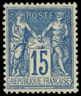 ** FRANCE - Poste - 101, Bon Centrage, Luxe: 15c. Bleu - 1876-1898 Sage (Type II)