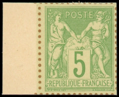 (*) FRANCE - Poste - 102, Tirage De 1910, Avec Dentelure Figurée Sur Bristol: 5c. Vert-jaune - 1898-1900 Sage (Tipo III)