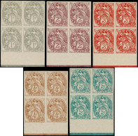 (*) FRANCE - Poste - 107/11, 5 Blocs De 4 Non Dentelés, Bdf, Série Complète, Signés Brun: Type Blanc (Spink) - Unused Stamps