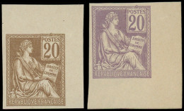 ** FRANCE - Poste - 113, 2 Essais De Couleur, Non Dentelés: 20c. Mouchon (Spink) - Neufs