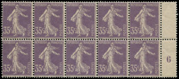 ** FRANCE - Poste - 136, Exceptionnel Bloc De 10, Millésime "6" à Droite: 35c. Violet Semeuse Maigre - Superbe - Unused Stamps