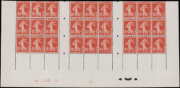 ** FRANCE - Poste - 138fa, Bloc De 27 Pour Carnet Papier X (* Sur Bdf): 10c. Semeuse Rouge - Unused Stamps