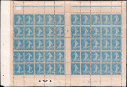 ** FRANCE - Poste - 140, Feuille De 50, Millésime "0", Impression Recto-verso: 25c. Semeuse Bleu - Unused Stamps