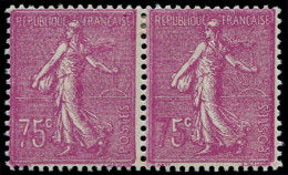 * FRANCE - Poste - 202e, Paire Horizontale, 1 Exemplaire "7" Totalement Coloré, Le "5" Partiellement: 75c. Semeuse Ligné - Unused Stamps