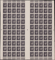 (*) FRANCE - Poste - 510, Feuille Entière De 100 Essais Non Dentelés En Noir Sur Papier Carton: 70c. Pétain - Neufs