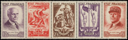 ** FRANCE - Poste - 580A, Bande De 5: Travail - Famille - Patrie - Unused Stamps