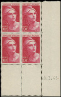 ** FRANCE - Poste - 733, Bloc De 4 Cd 20/3/45: 100f. Gandon - Neufs