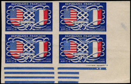 ** FRANCE - Poste - 840A, Bloc De 4, Non émis En Typographie, Non Dentelé Fond Violet (tirage 25) (pli De Gomme): Amitié - Unused Stamps