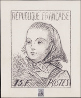 MAQ FRANCE - Poste - (1011), Type Non Adopté (15f. Paysanne), Grande Maquette Au Crayon + Réduction Photo (Ex. Duxin) -  - Unused Stamps