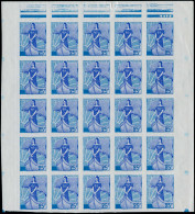 ** FRANCE - Poste - 1216, Bloc De 25 Essais Non Dentelés En Bleu Et Violet: 25f. Marianne à La Nef - Unused Stamps