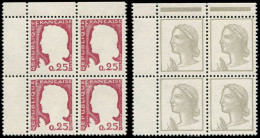 ** FRANCE - Poste - 1263g + H, 2 Blocs De 4 Cdf, Sans Le Gris Et Sans Le Rose: 0.25 Decaris - Neufs