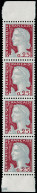 ** FRANCE - Poste - 1263i, Bande De 4 Verticale De Feuille De Carnet Avec Marge En Haut Et En Bas: 0.25 Decaris - Unused Stamps