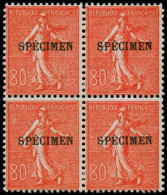 ** FRANCE - Cours D'Instruction - 203-CI 1, Bloc De 4 "spécimen": 80c. Semeuse Lignée - Instructional Courses