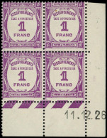 * FRANCE - Taxe - 59, Bloc De 4, Cd 11/12/26: 1f. Lilas - 1859-1959 Neufs