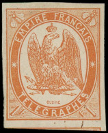 (*) FRANCE - Télégraphe - 3, Signé Scheller, Belles Marges: 1f. Orange - Télégraphes Et Téléphones