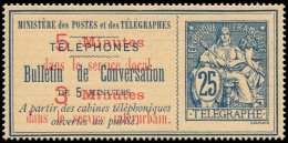 (*) FRANCE - Téléphone - 12, Ministère Des Postes (infime Pelurage): 25c. Bleu S. Chamois - Télégraphes Et Téléphones