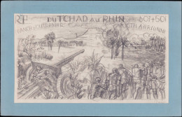 MAQ COLONIES SERIES - Poste Aérienne - 1946, Tchad Au Rhin "Prise De Koufra", Grande Maquette Au Crayon (290 X 160), Sig - Non Classés